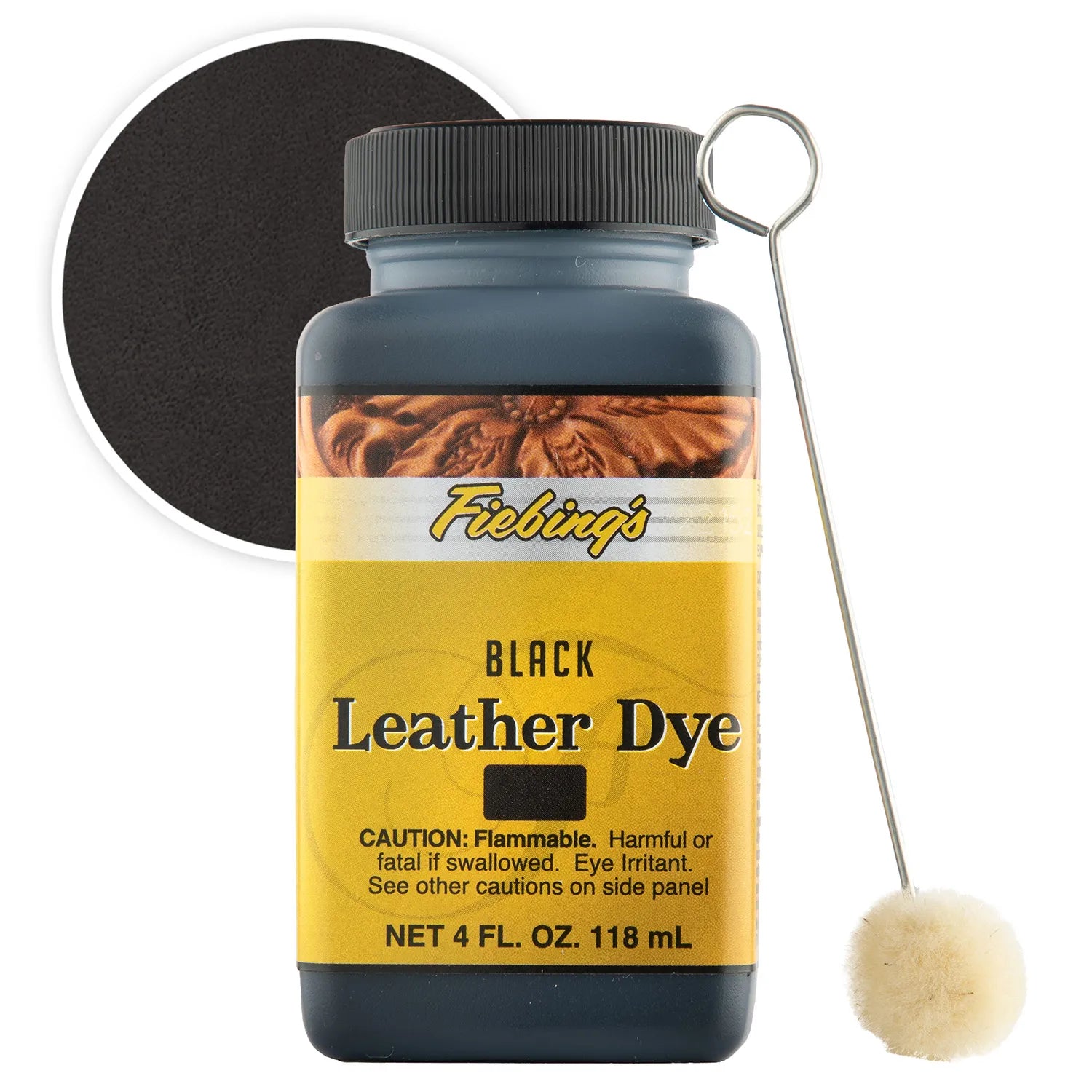 Fiebing’s Alcohol-Based Leather Dye 4 oz. Bundle Black & Brown + Applicator Included Paw and Tail Supply