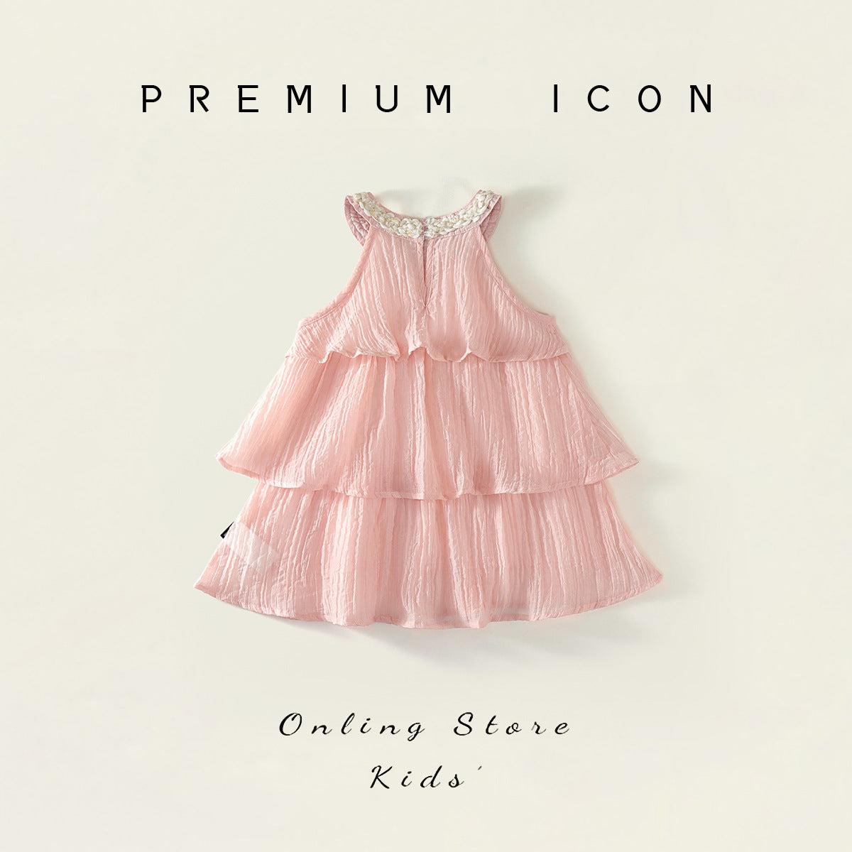 Pink Ruffle Strap Dress for Girls, Sweet Princess Dress with Necktie Design eprolo