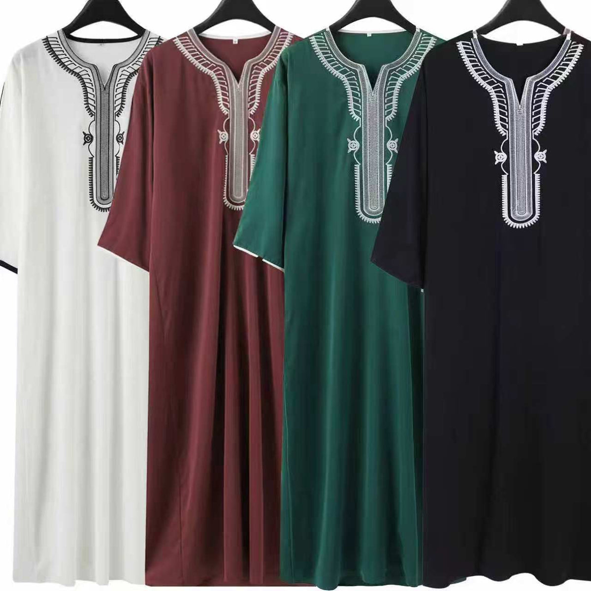 Men's clothing short sleeved embroidered V-neck loose men's robe eprolo