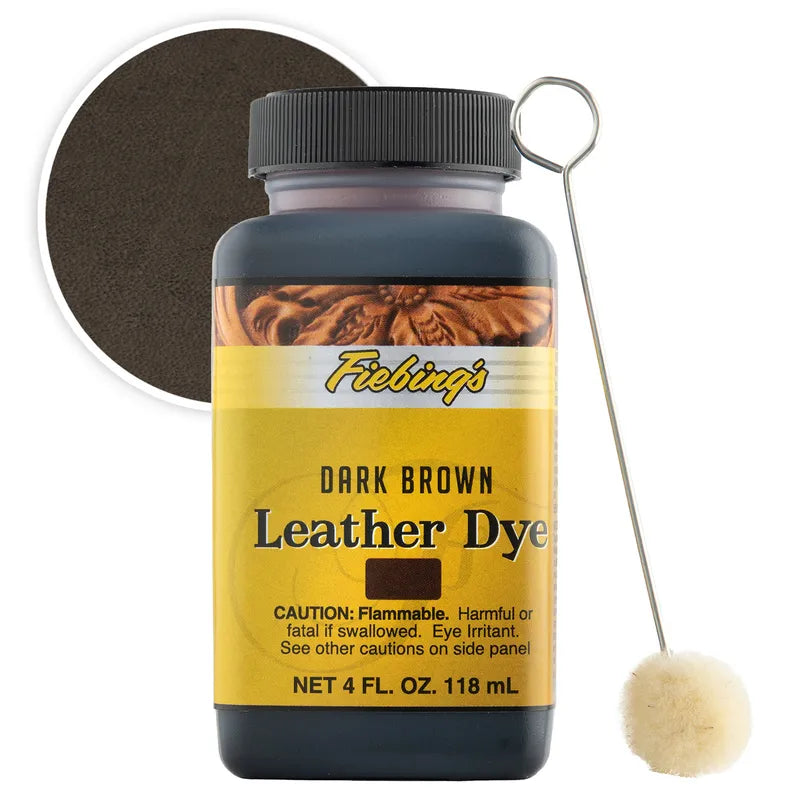 Fiebing’s Alcohol-Based Leather Dye 4 oz. Bundle Black & Brown + Applicator Included Paw and Tail Supply