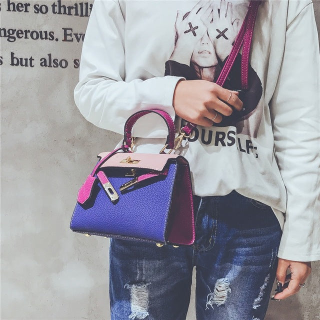Lychee print color contrast kelly bag