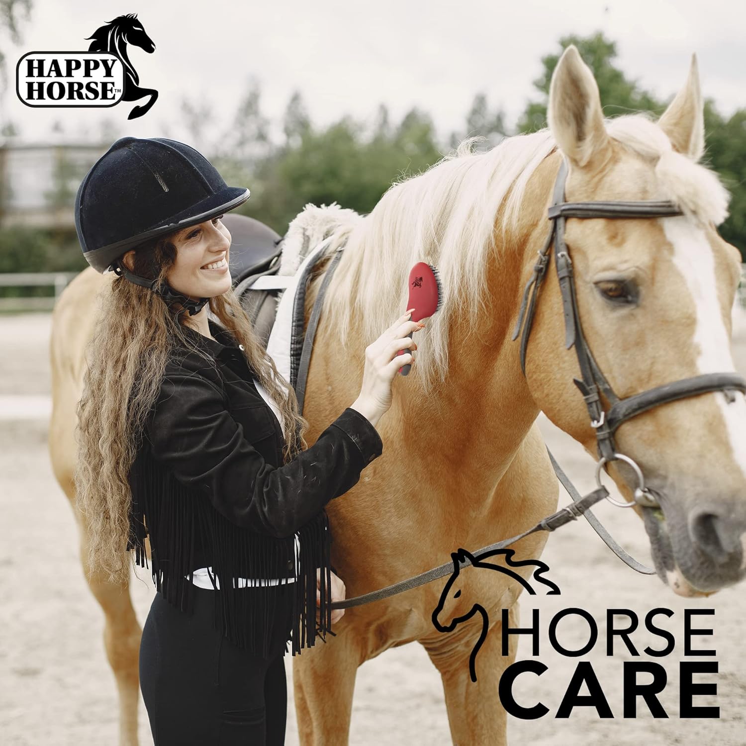 Happy Horse Mane & Tail Brush + Shapley’s M-T-G Plus 32oz Equine Grooming Kit Paw and Tail Supply
