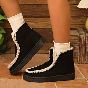 Contrast Crochet Trim Winter Boots