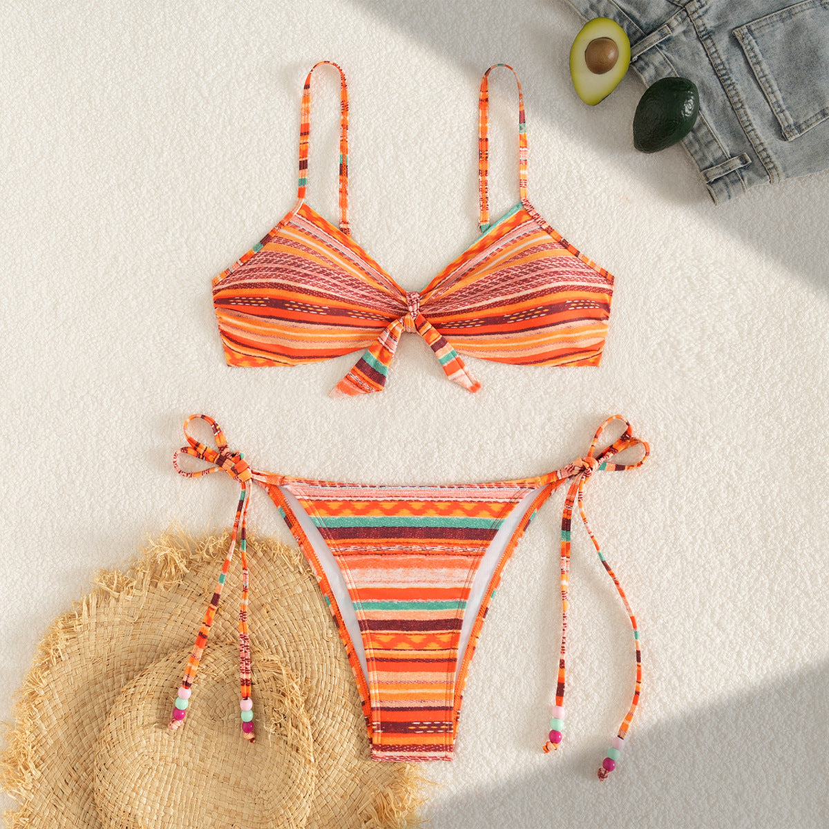 Swimsuit Split Stripe Strap Swimsuit Sexy Seaside eprolo