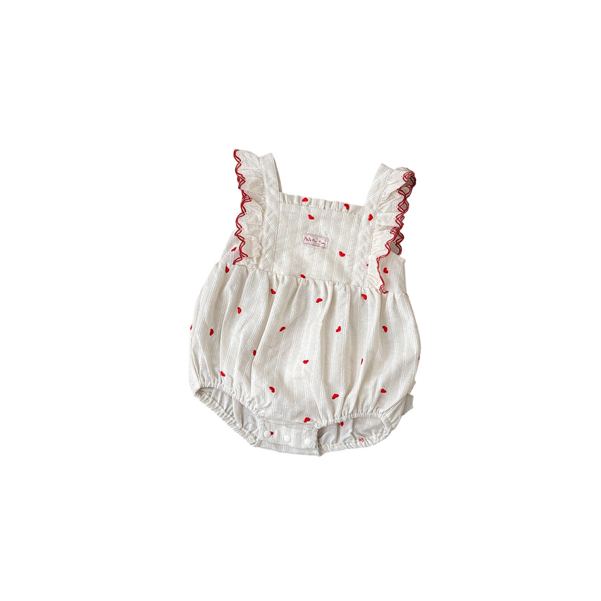Cotton Romper for Baby Girls, Sweet Ruffled Heart-Shaped Triangular Bodysuit, Baby Girl Onesie Summer eprolo