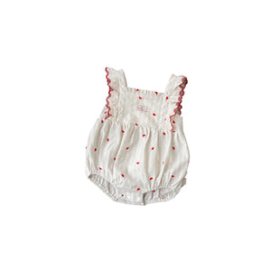 Cotton Romper for Baby Girls, Sweet Ruffled Heart-Shaped Triangular Bodysuit, Baby Girl Onesie Summer