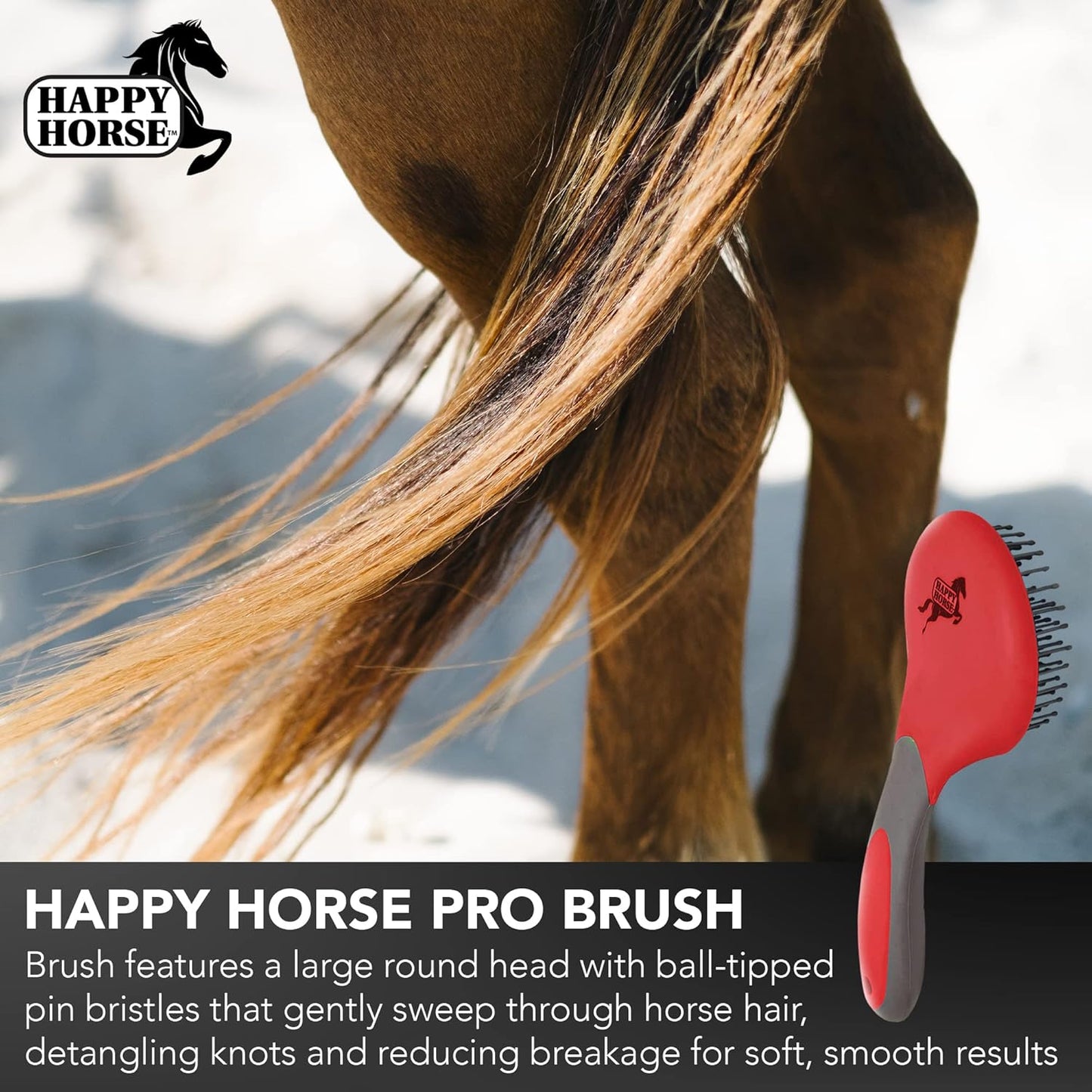 Happy Horse Mane & Tail Brush + Shapley’s M-T-G Plus 32oz Equine Grooming Kit Paw and Tail Supply