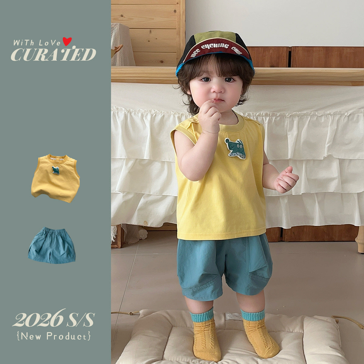 Boy's Summer Outfit Set Quick-Dry Shorts Two-Piece Set, Stylish Color-Blocked Summer Clothes for Toddlers eprolo