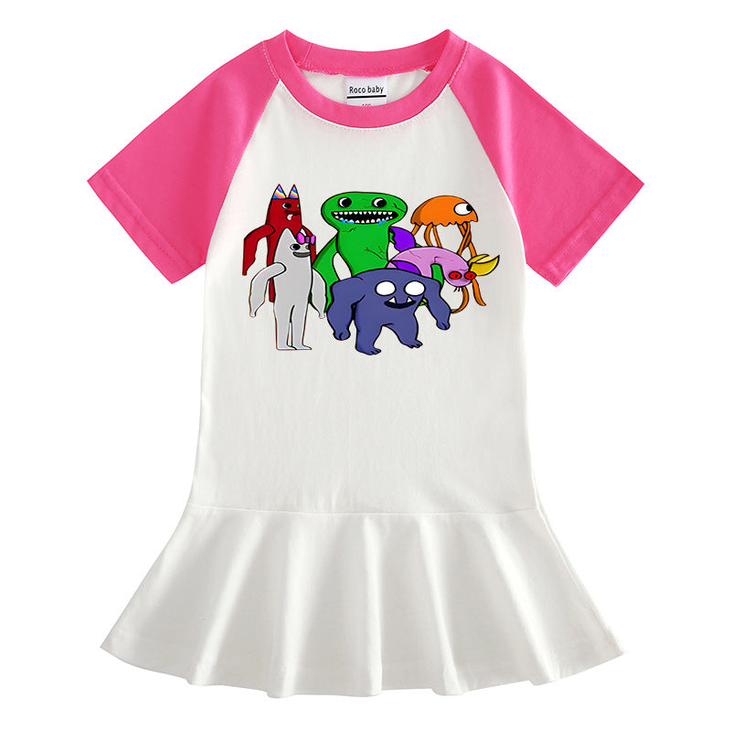 Cartoon half sleeved girl dress with contrasting colors eprolo