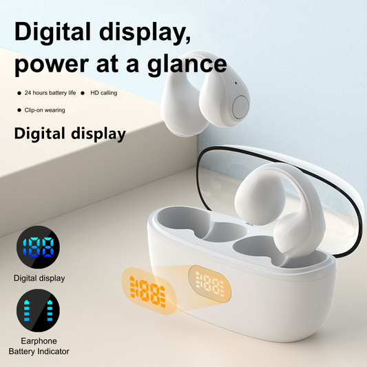 JS352 Headphones HIFI Sound Big Battery Life Clip-On Earbuds LED Display TWS Wireless Earphone For Gaming Sport eprolo
