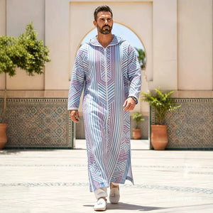 Summer traditional long robe hooded loose daily digital printed long robe