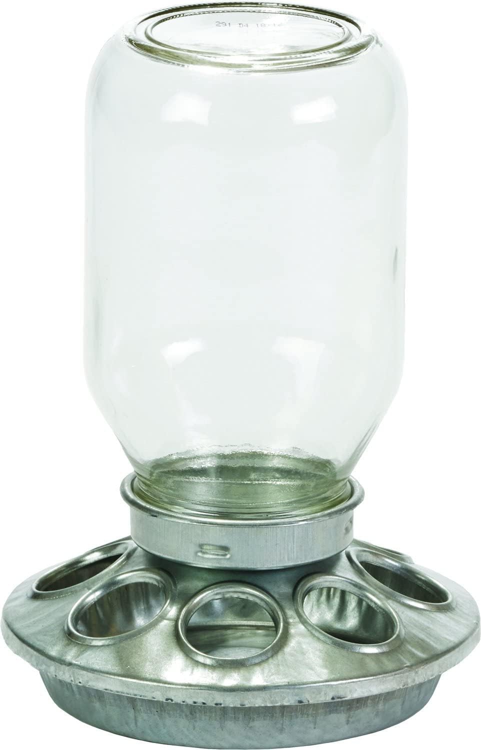 Mason Jar Baby Chick Feeder & Waterer Set - Galvanized Base with Glass Jar Bundle Paw and Tail Supply