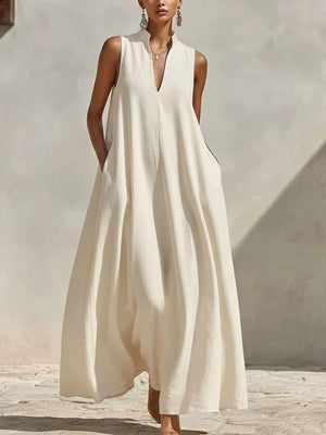 Sleeveless Maxi Dress with Side Pockets