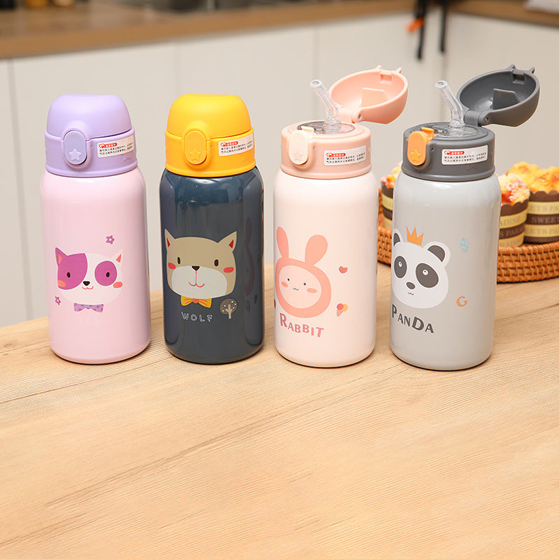 Children's Pocket Cup Set Portable Cartoon Double Cover 316 Stainless Steel Mug Spraying Drug Cup Toddler Drink kettle