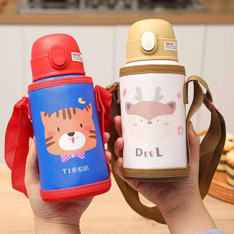 Children's Pocket Cup Set Portable Cartoon Double Cover 316 Stainless Steel Mug Spraying Drug Cup Toddler Drink kettle