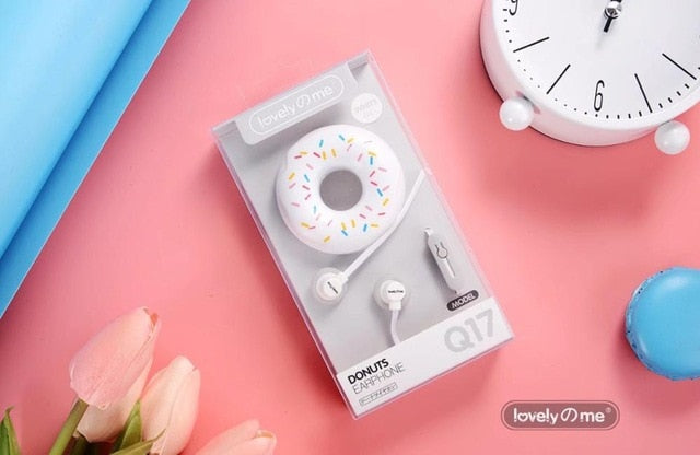 Cute Earphones  Macarons Donut Cartoon Earphone Q17 White/Pink/Green/Blue/Black/Mint Green Portable Earplug eprolo