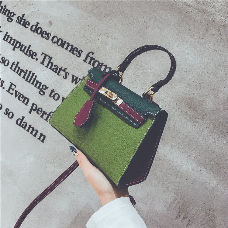 Lychee print color contrast kelly bag