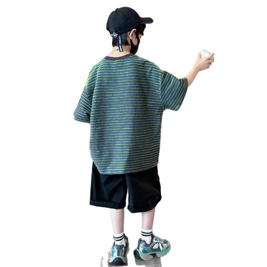 Boy's Stripe Short Sleeve and Shorts Set eprolo