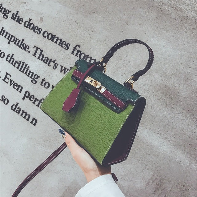 Lychee print color contrast kelly bag