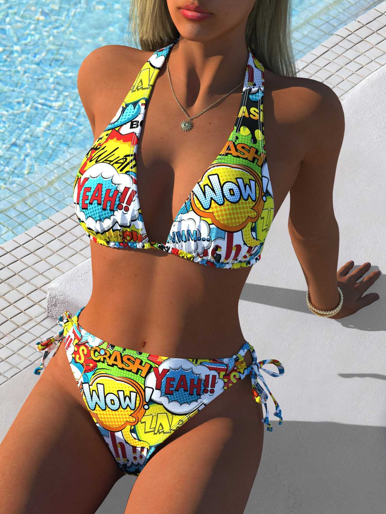 Printed split backless swimsuit eprolo