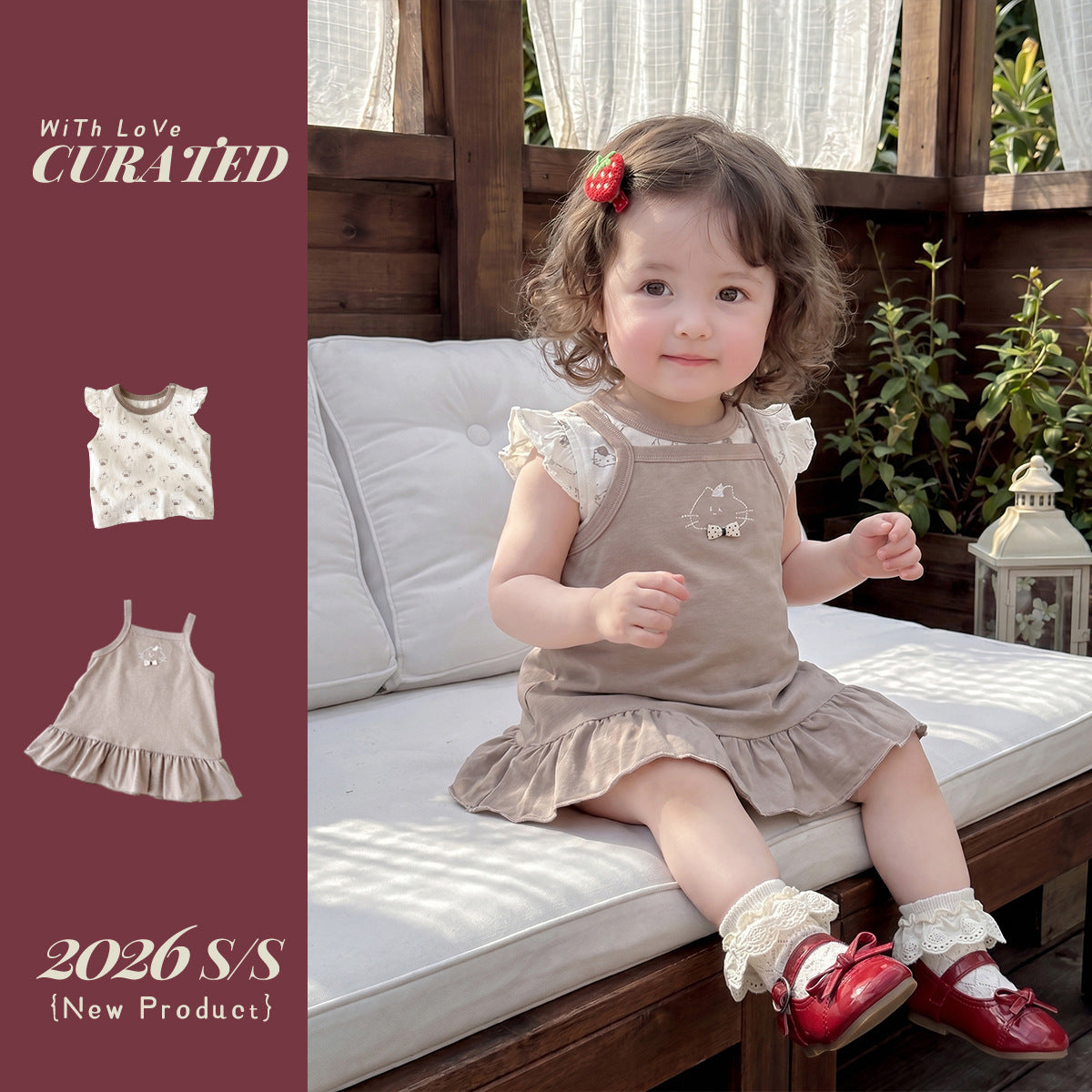 Baby Girl Overalls Dress Set, Lightweight and Stylish Sleeveless Two-Piece Outfit eprolo