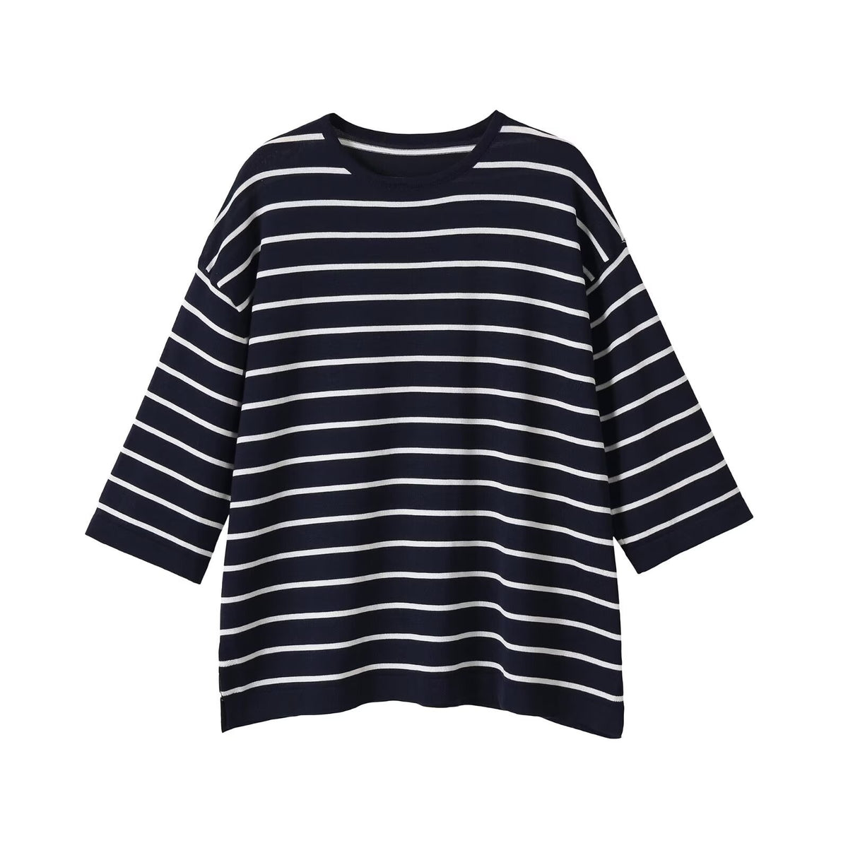 Simple and loose fine needle striped round neck knitted sweater for women eprolo
