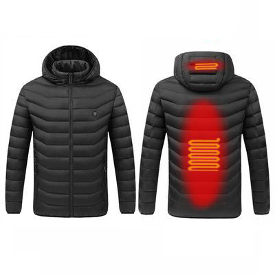 Smart Heating Clothes Winter Standing Collar Hooded Light Thin Heat Preservation Jacket Men's Electric Heating Thermostat Cotton Jacket