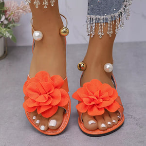 Flower Open Toe Flats Sandals