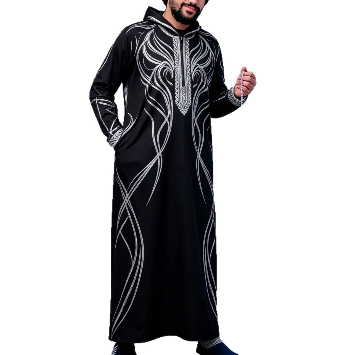 Summer traditional long robe hooded loose daily digital printed long robe eprolo