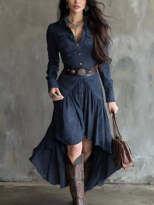 Button-Down High-Low Shirt Dress