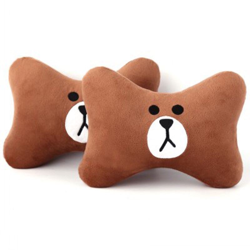 Cute Cartoon Car Headrest Pillow Brown Bear Car Neck Rest Support Automotive Interior Seat Cushion Car Accessories Car Styling eprolo