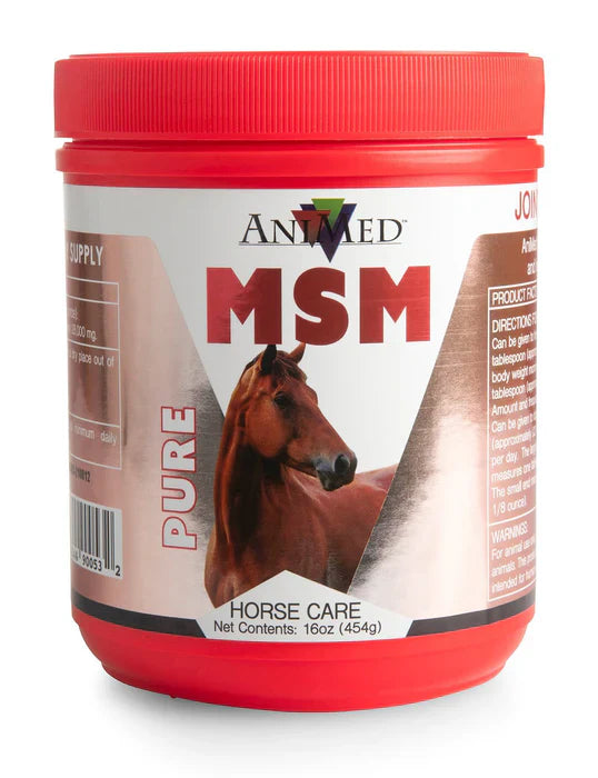 AniMed Pure MSM Horse Joint Supplement Horse Care Support USA Made 16 oz. Paw and Tail Supply