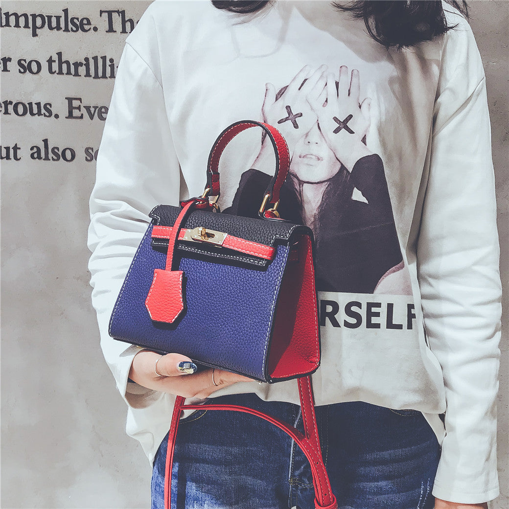 Lychee print color contrast kelly bag