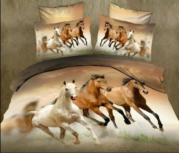 Running Horses Queen Size Bedding Set