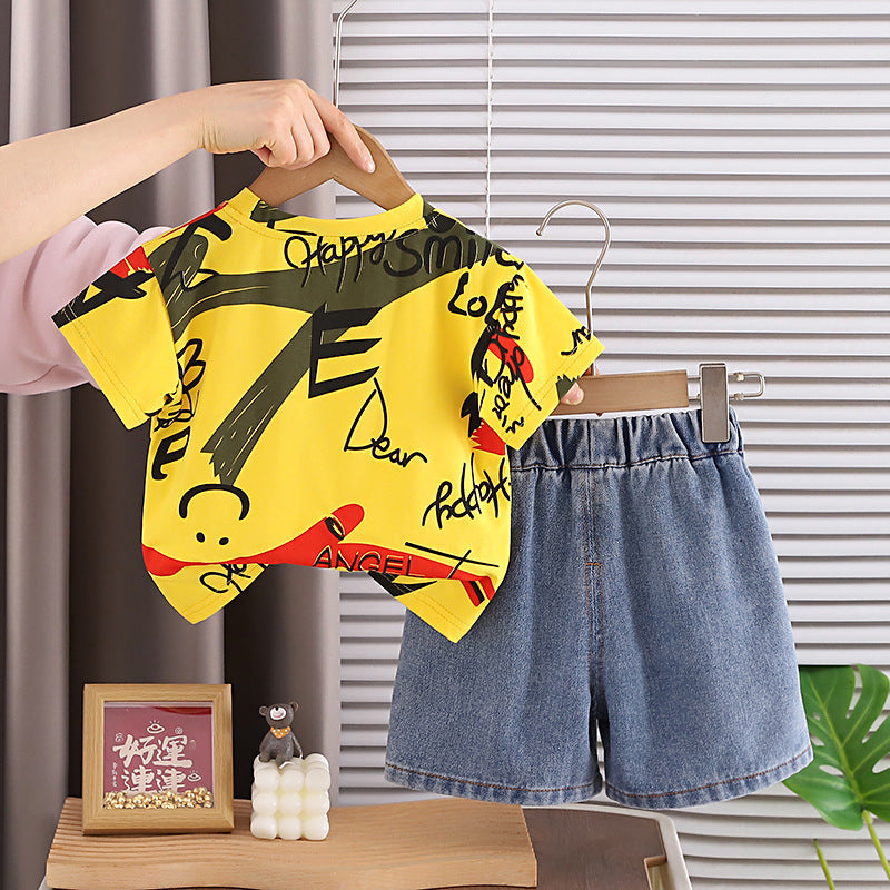 Summer clothing baby casual children's summer two-piece set eprolo