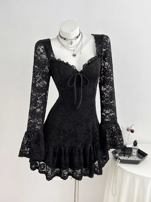 Lace Long Sleeve Mini Dress