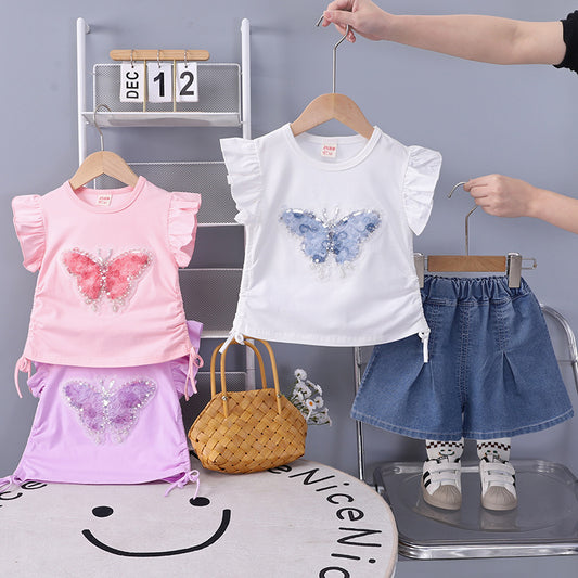 Short sleeved shorts two-piece set for infants and children in summer eprolo