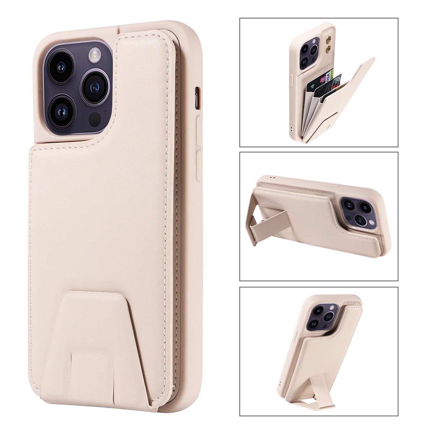 Suitable for Apple 15 phone case 13promax stand phone case adhesive leather anti drop 12 accordion card insertion phone case eprolo