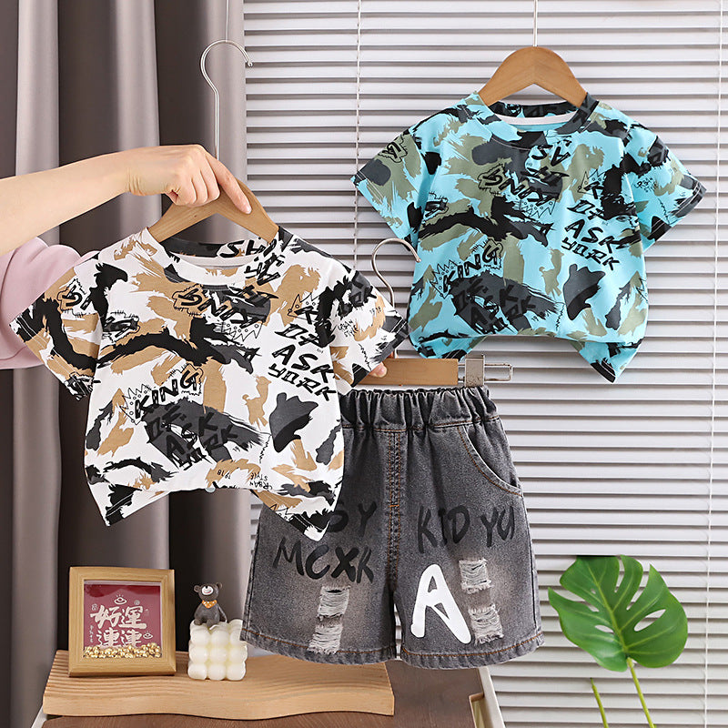 Baby children's clothing thin short sleeved two-piece set eprolo