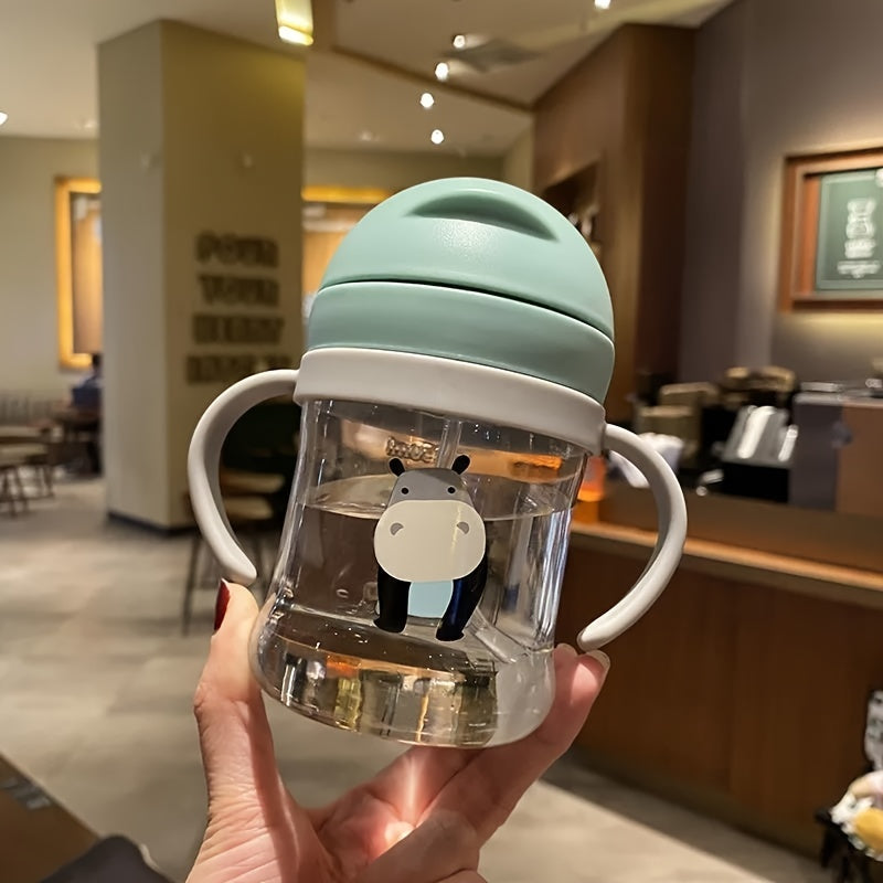 Drinking Cup with Straw, Anti-Choking Handle, Water Bottle, Unbreakable and Leak-Proof, Learning Drinking Cup