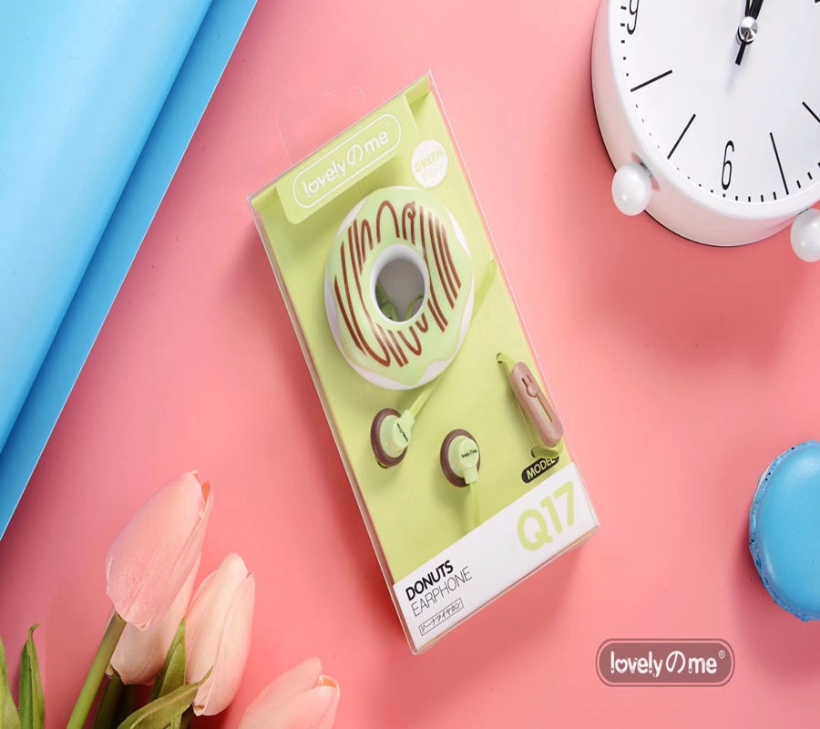 Cute Earphones  Macarons Donut Cartoon Earphone Q17 White/Pink/Green/Blue/Black/Mint Green Portable Earplug eprolo