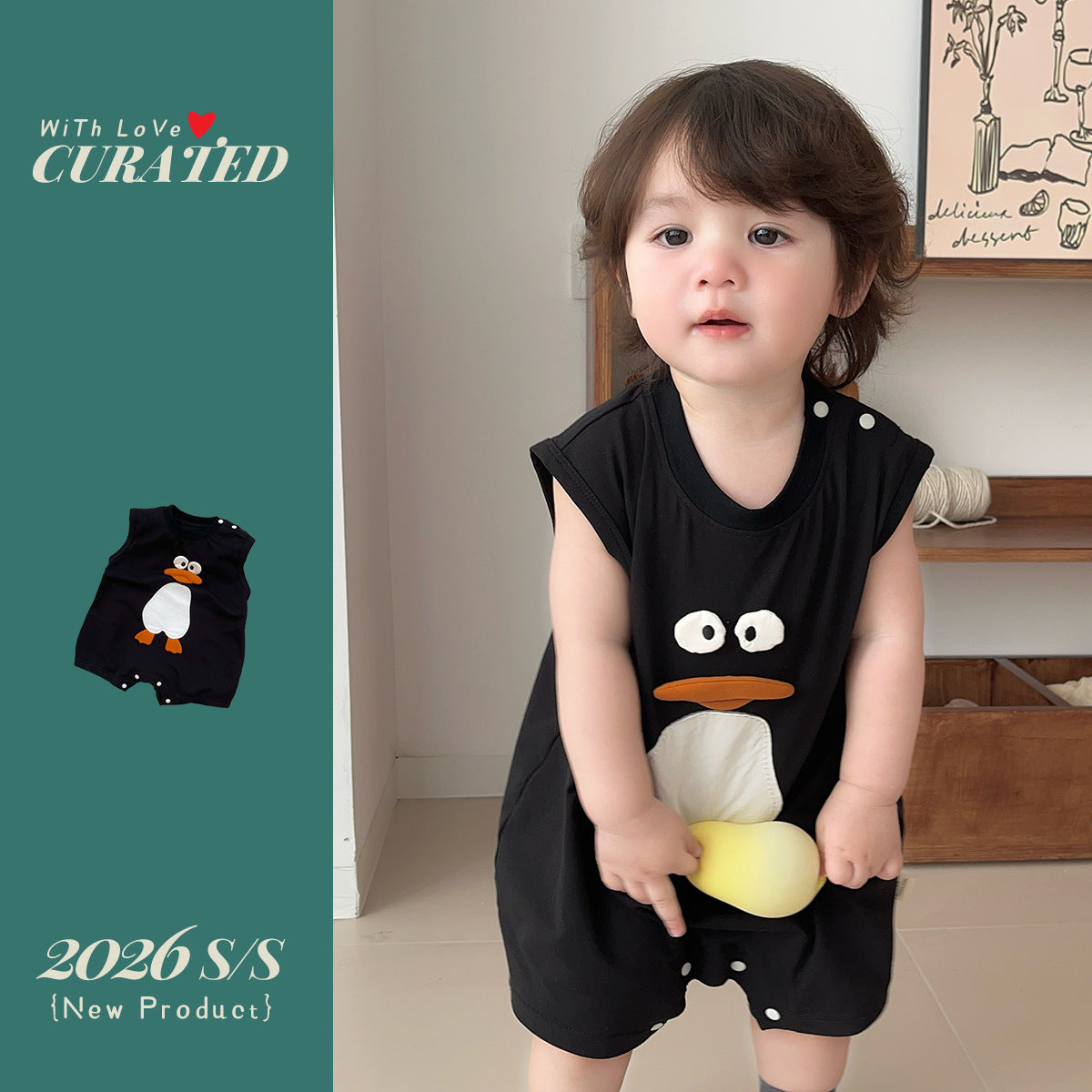 Lightweight Romper with Cute Cartoon Penguin DesignBaby Clothes for Crawling and Outdoor Wear eprolo