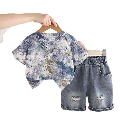 Tie dye short sleeved two-piece children's summer clothes eprolo