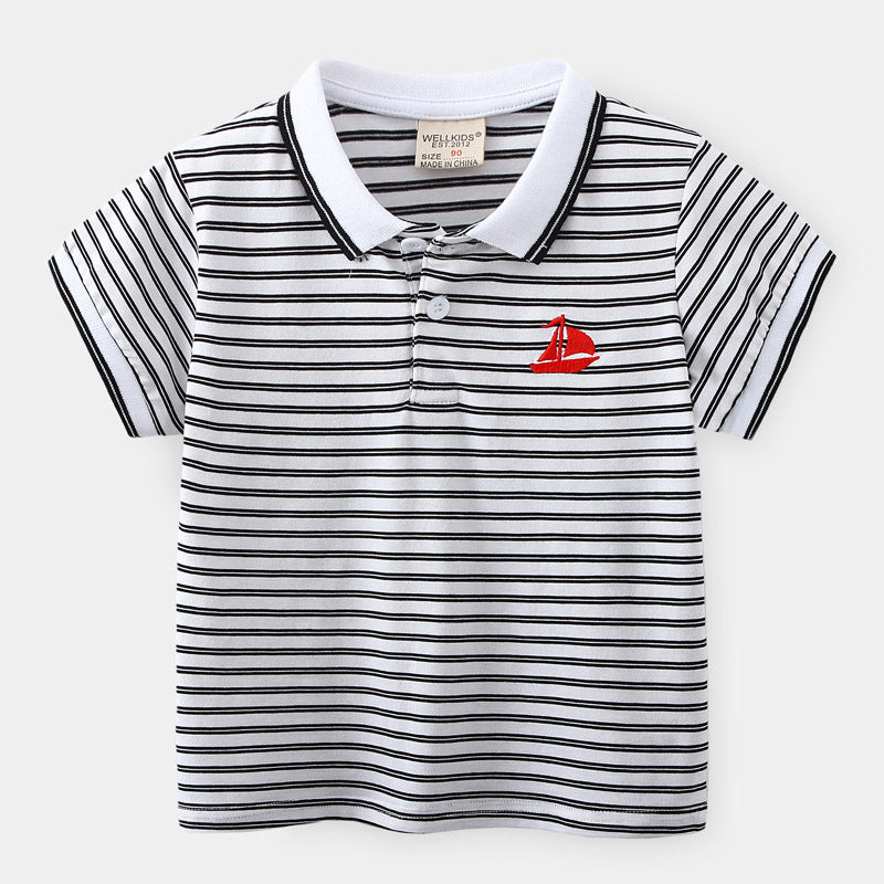 Cute Striped Polo Shirt for Kids Short Sleeve Casual T-Shirt for Boys eprolo