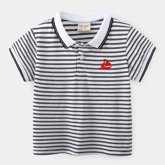 Cute Striped Polo Shirt for Kids Short Sleeve Casual T-Shirt for Boys eprolo