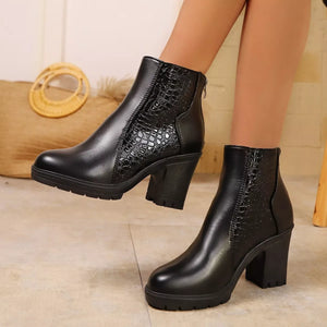 Point Toe Block Heels Boots