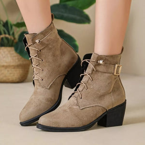 Round Toe Block Heels Boots