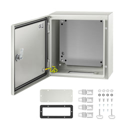 VEVOR NEMA Steel Enclosure, 12 X 12 X 6inch NEMA 4X Steel Electrical Box, IP66 Waterproof & Dustproof, Outdoor Indoor Electrical Junction Box, With Mounting Plate