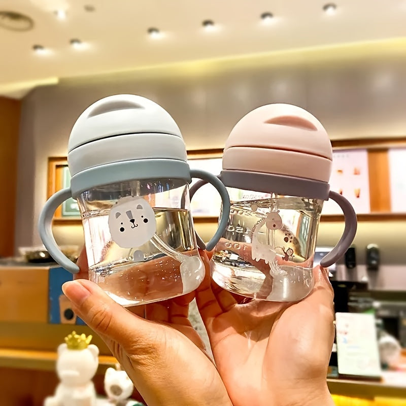 Drinking Cup with Straw, Anti-Choking Handle, Water Bottle, Unbreakable and Leak-Proof, Learning Drinking Cup