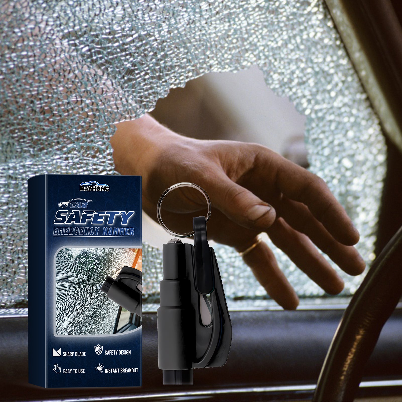Car Emergency Hammer Car Glass Car Window Breaking Tool Mini Convenient Emergency Car Escape Hammer eprolo